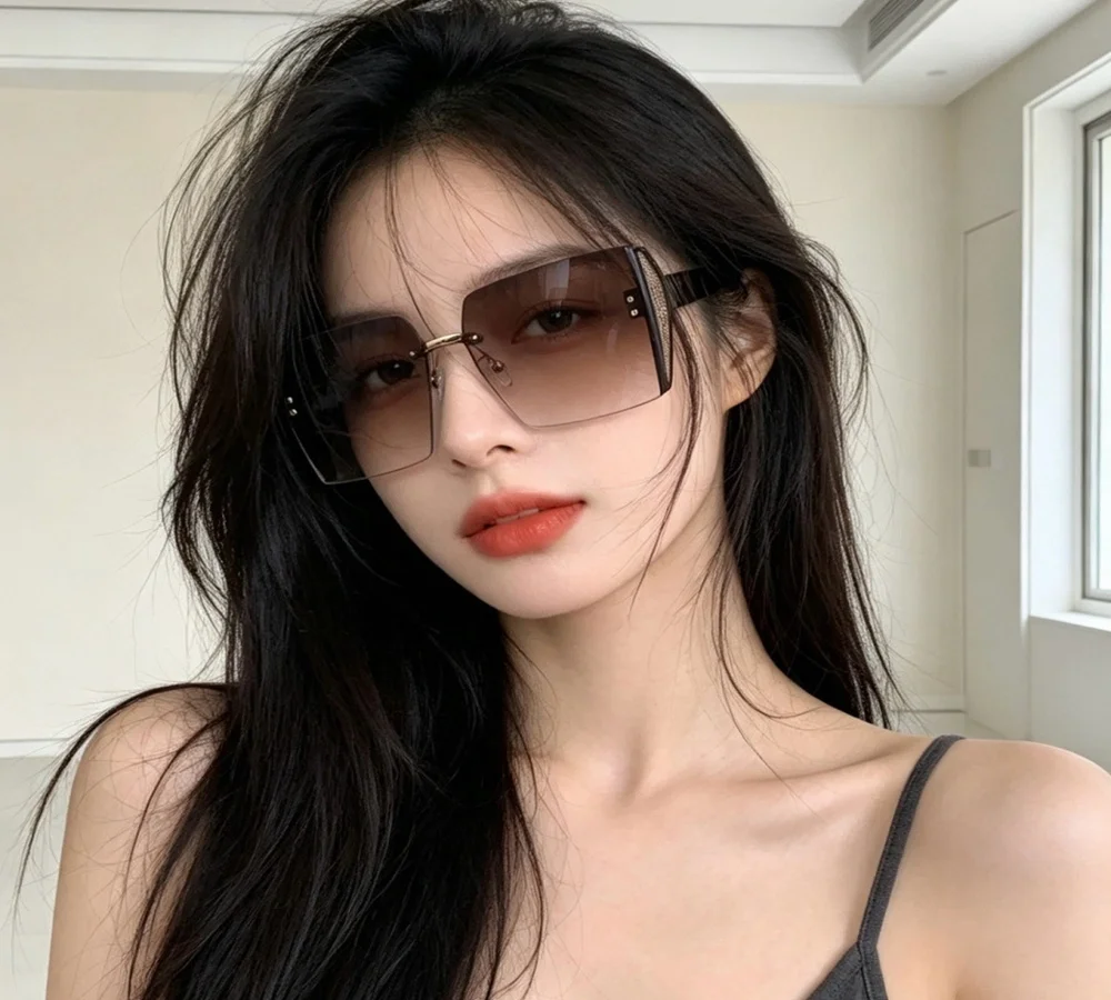 Dior Rimless Gradient Lens Sunglasses with Cutout Temple Detail